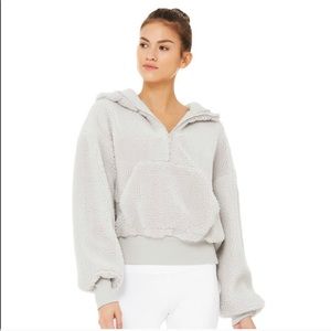 Alo Sherpa 1/4 Zip Pullover Dove Grey Size Small